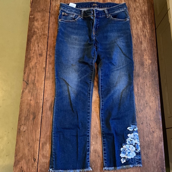 Ralph Lauren Girls Size 14 Embroidered Capri Jeans - Picture 1 of 2